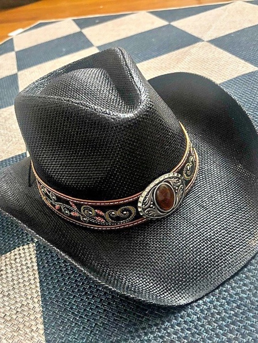 Black Western Embroidered Cowboy Hat